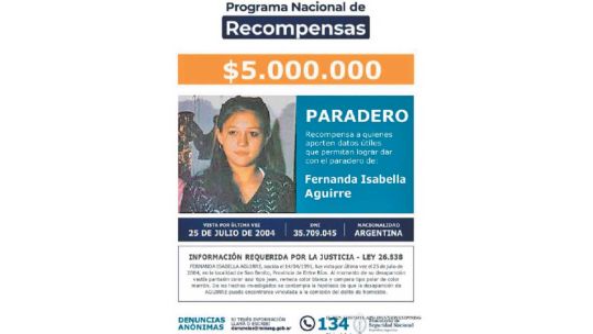 Elevan el monto de la recompensa por el caso de Fernanda Aguirre