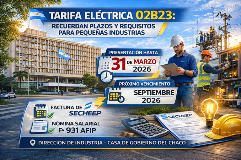 Tarifa Eléctrica 02B23: recuerdan plazos y requisitos para pequeñas industrias