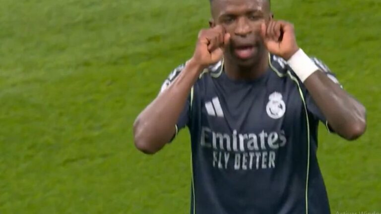 El polémico festejo de Vinicius Jr en el 1-0 del Real Madrid ante Manchester City
