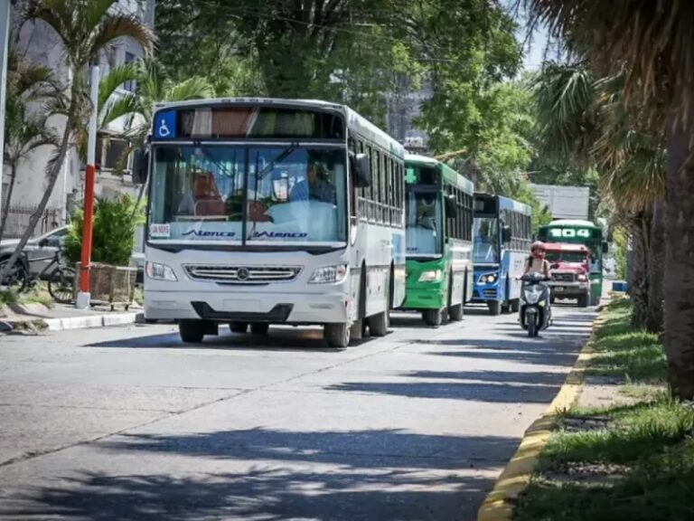 Colectivo urbano circulando por una avenida de Resistencia, Chaco