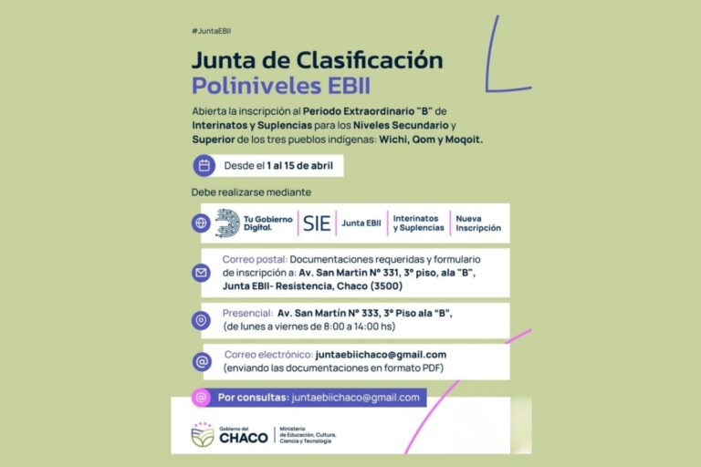Ministerio de Educación del Chaco anuncia inscripción para cargos docentes