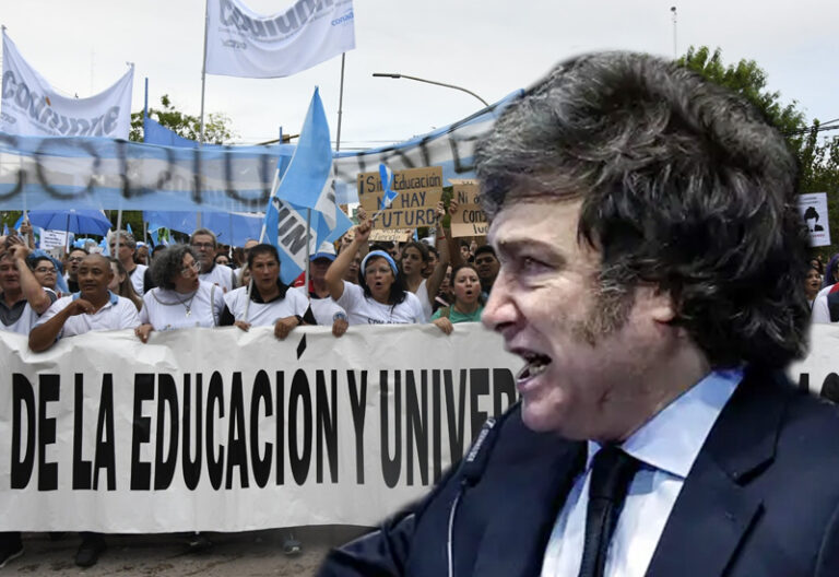 Manifestación de la comunidad universitaria frente al Congreso de la Nación.