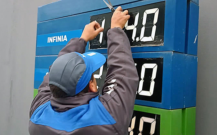 Gráfico comparativo del precio del litro de nafta entre Argentina y Estados Unidos