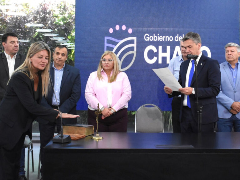 Gobernador Leandro Zdero junto a los nuevos integrantes de su gabinete.