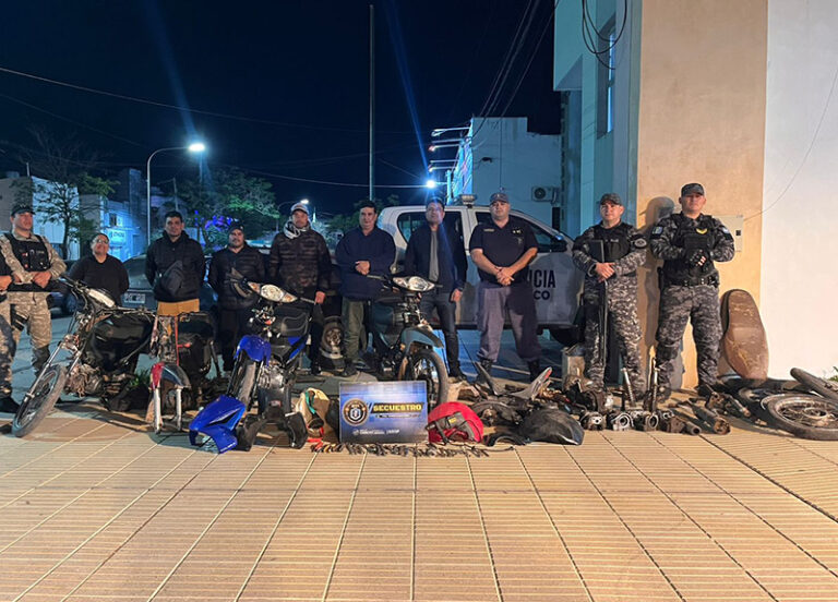 Motocicletas secuestradas en operativo contra desarmadero clandestino en Sáenz Peña